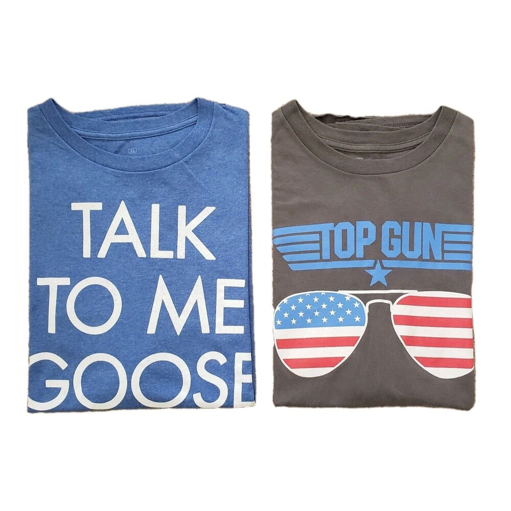 Lot Of 2 Top Gun Size XL Mens Ripple Junction T-Shirts Tom Cruise Blue & Grey